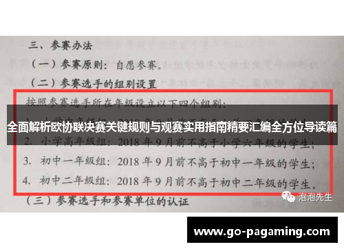全面解析欧协联决赛关键规则与观赛实用指南精要汇编全方位导读篇